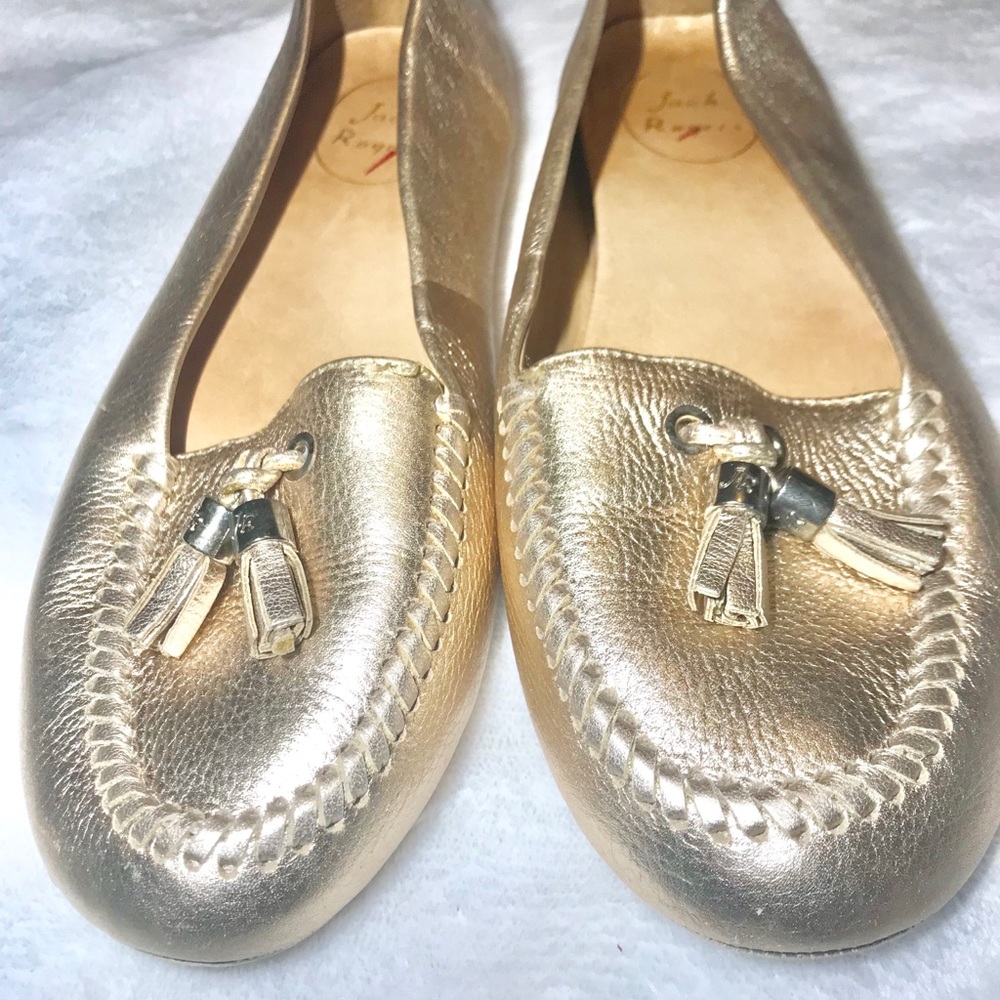 Jack Rogers gold flat loafers shoes